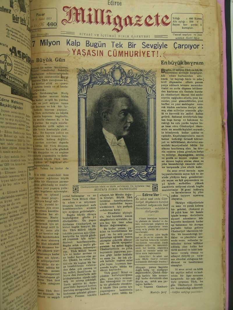 1933, Cumhuriyet’in İlanının Onuncu Yıl Dönümü