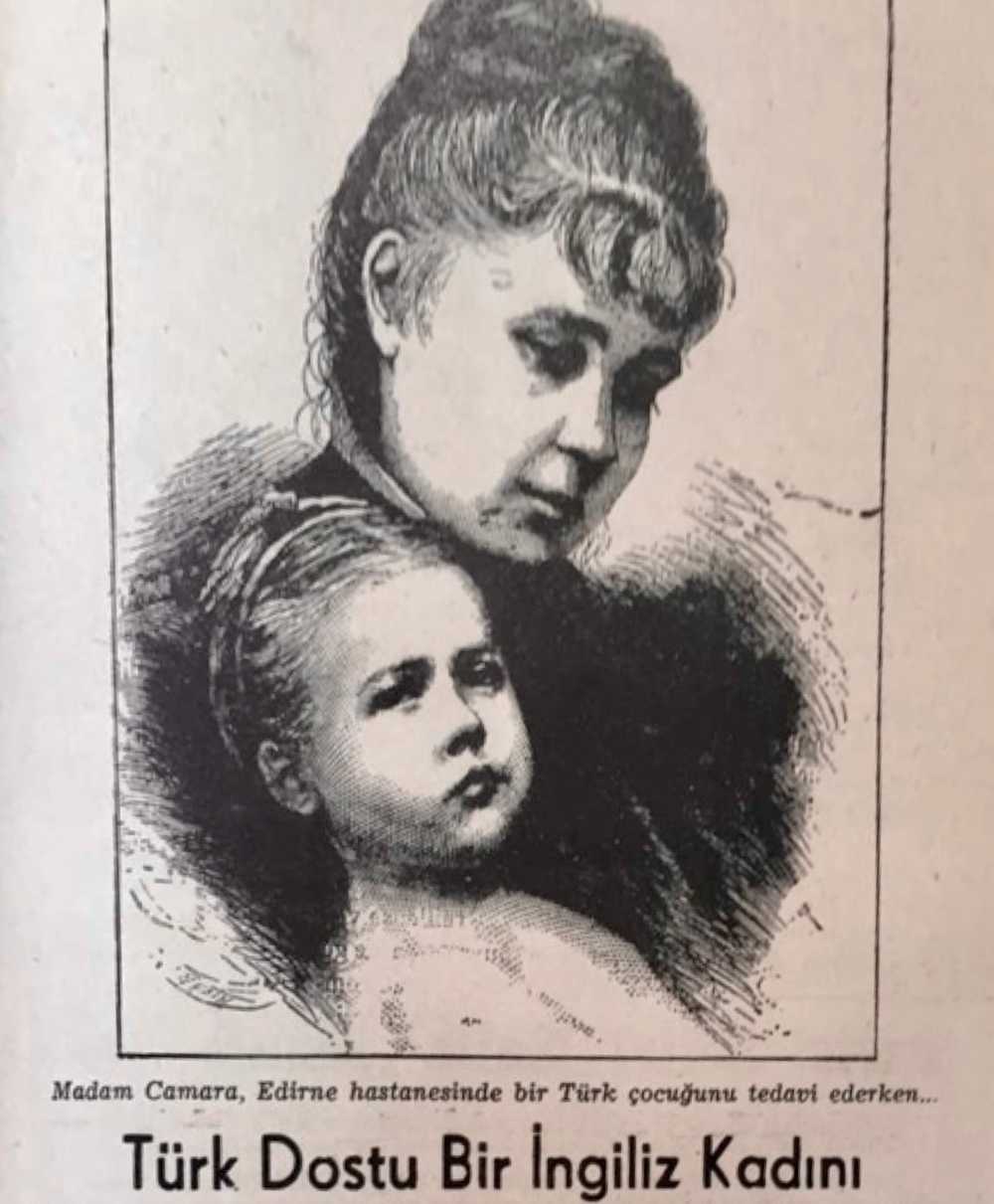 Resim 1-Madam Camara Resimde Madam Camara'nın kucağındaki çocuğun annesi ve babası Balkanlarda Ruslar tarafından öldürülmüş. Göçmen kafileleriyle beraber gelmiş olan bu kızı, Edirne eşrafından biri evlat edinmiştir.) 