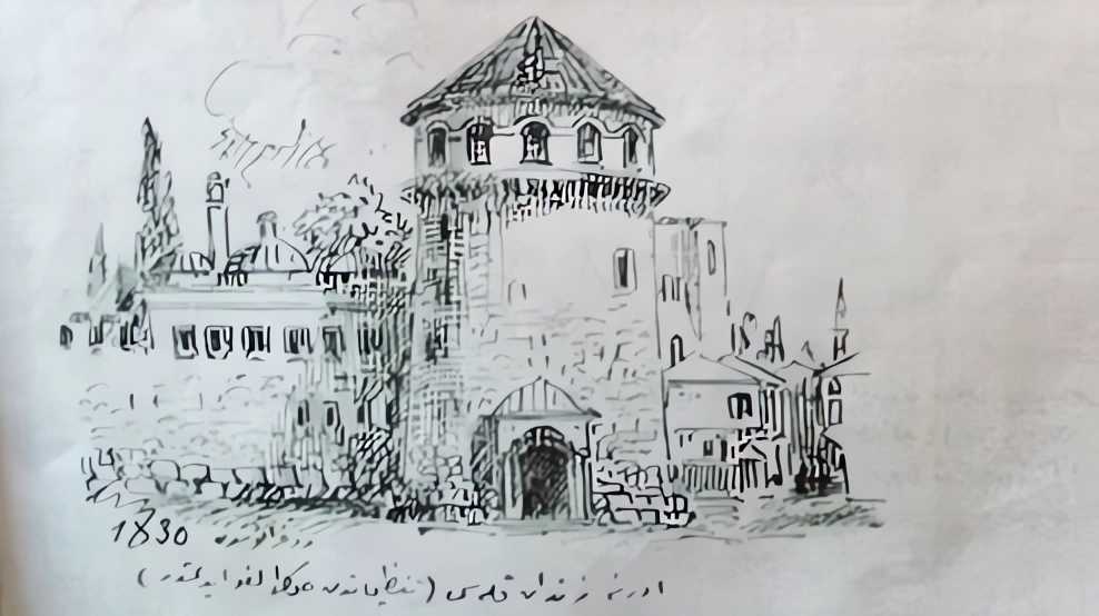 Resim 3: Zindan Kulesi, 1830 (Dr. Rıfat Osman Bey’in Aleksandr Zografos’tan çizdiği resim)