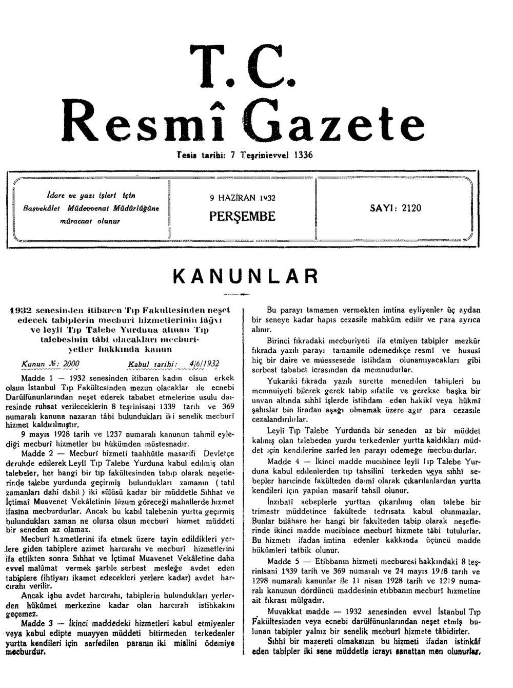 T.C. Resmi Gazete - Sayı 2120