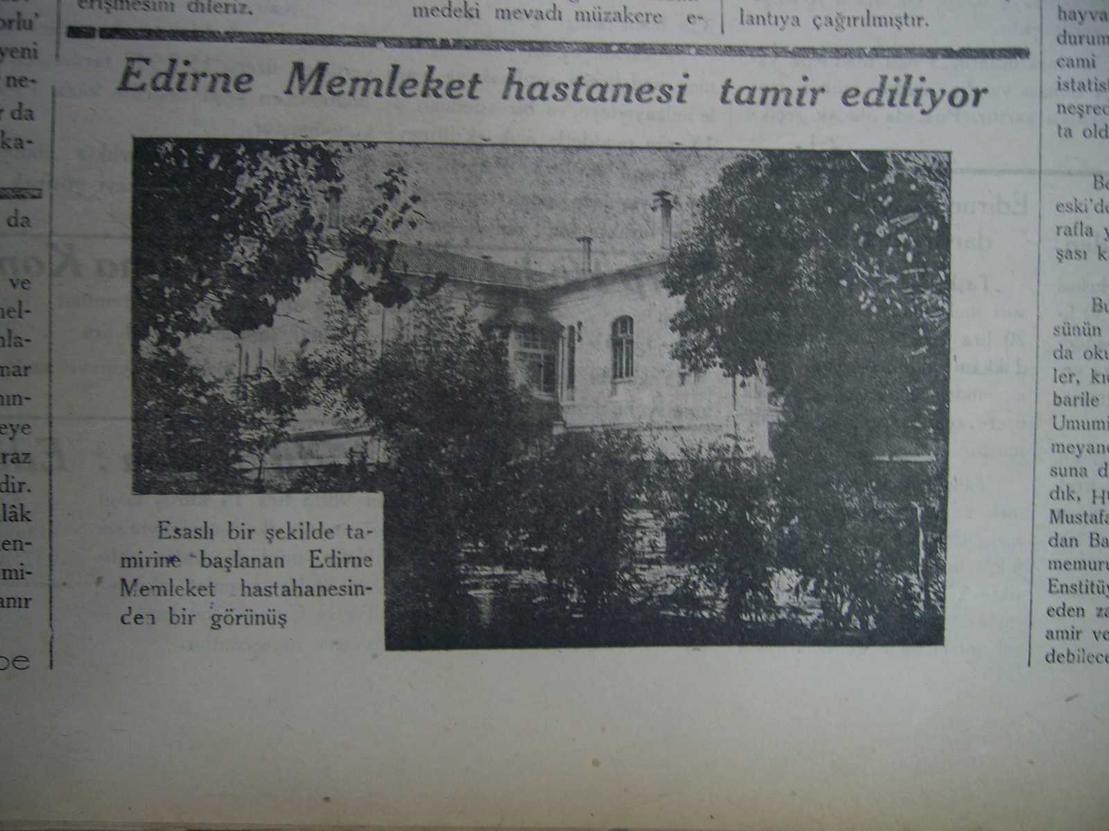 Dr. Rıfat Osman Bey ve Edirne Memleket Hastanesi 